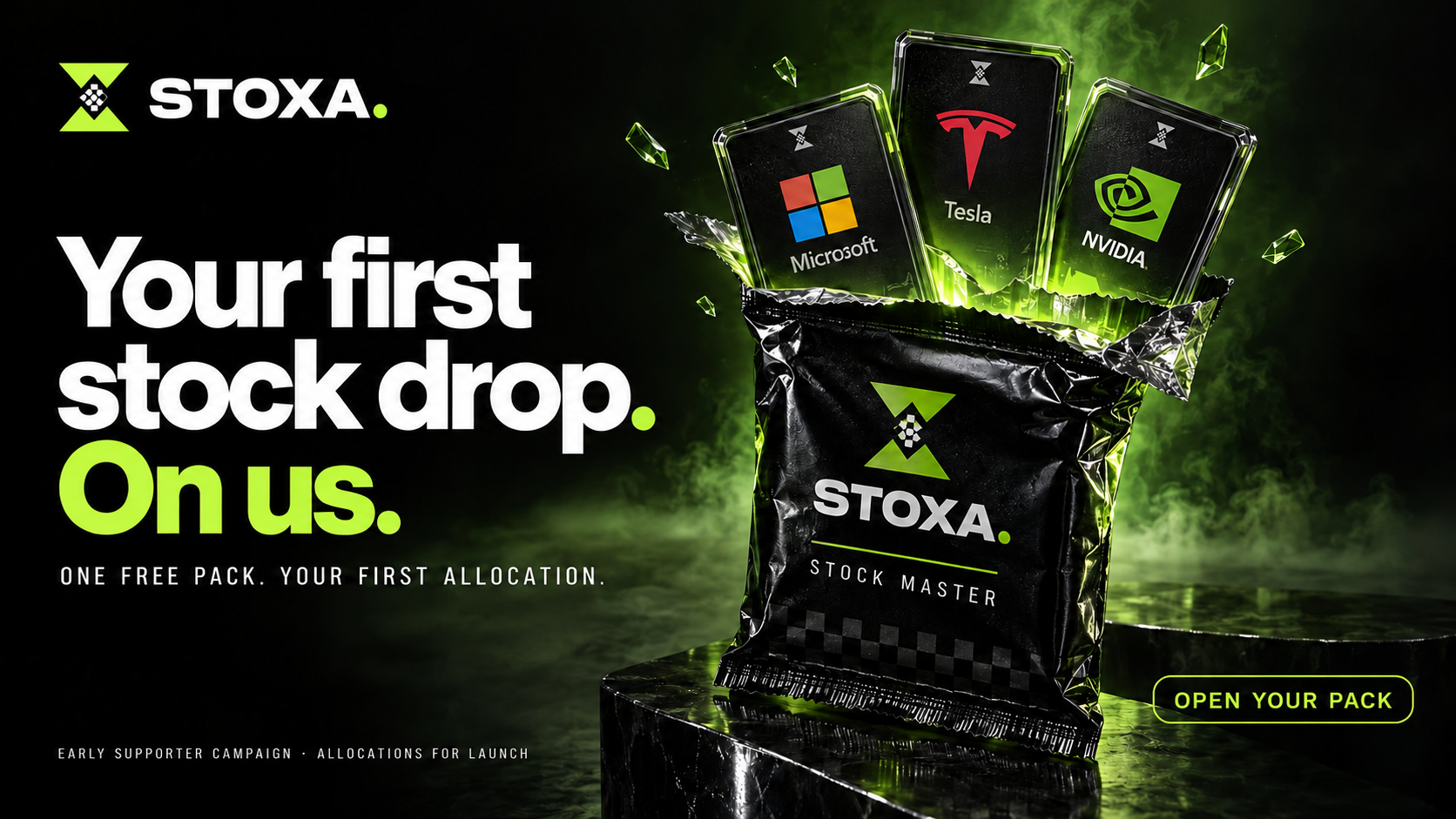 STOXA stock packs with Microsoft, Tesla and NVIDIA cards